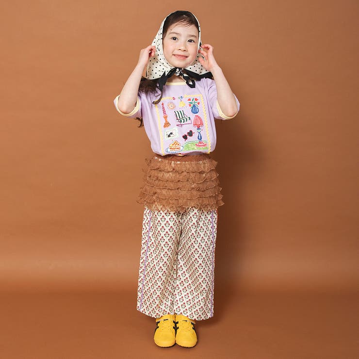 【WEB限定/りぃー×branshesコラボ】柄ワイドロングパンツ | ブランシェス | 詳細画像3 