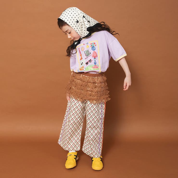 【WEB限定/りぃー×branshesコラボ】柄ワイドロングパンツ | ブランシェス | 詳細画像4 