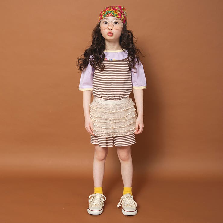 【WEB限定/りぃー×branshesコラボ】ボーダーキャミサロペット | ブランシェス | 詳細画像3 