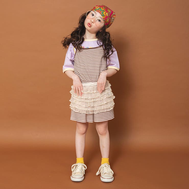 【WEB限定/りぃー×branshesコラボ】ボーダーキャミサロペット | ブランシェス | 詳細画像4 