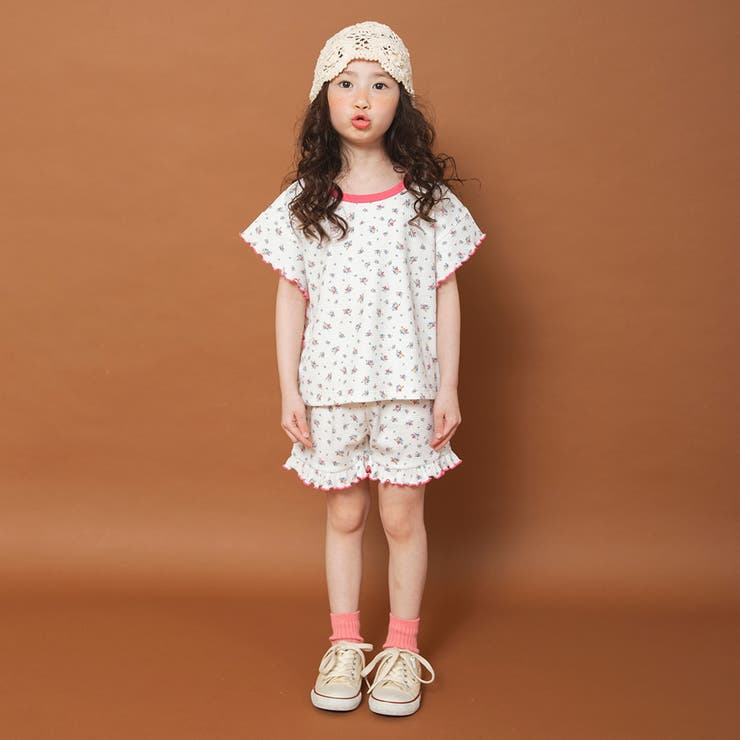 【WEB限定/りぃー×branshesコラボ】小花柄ワッフルセットアップ | ブランシェス | 詳細画像3 