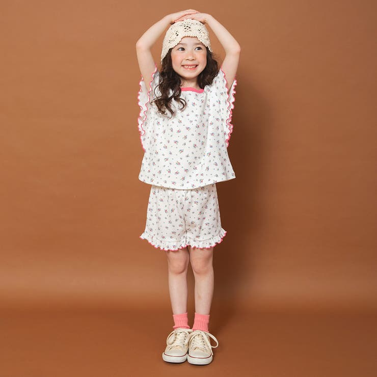 【WEB限定/りぃー×branshesコラボ】小花柄ワッフルセットアップ | ブランシェス | 詳細画像4 
