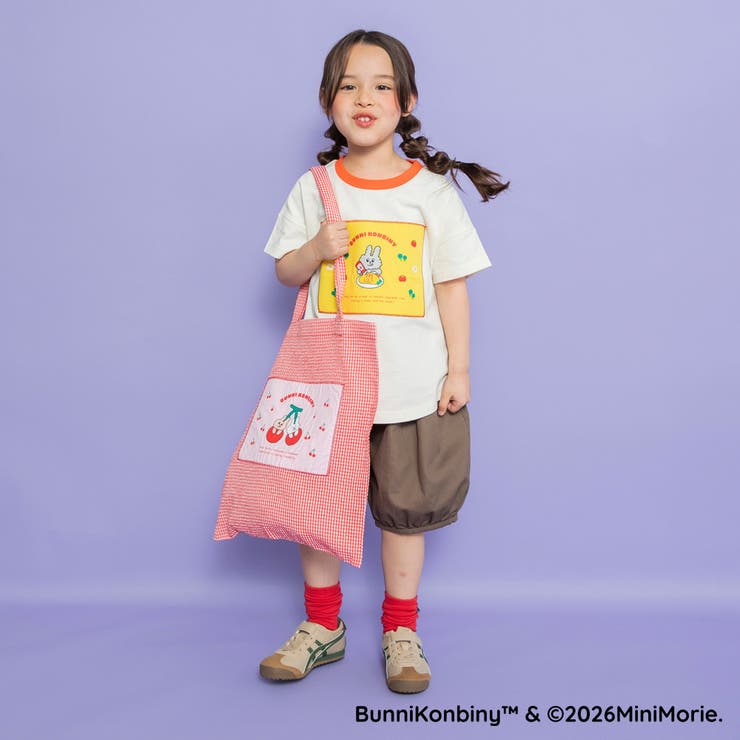 【WEB限定/BUNNI KONBINY】アップリケギンガムトートバッグ | ブランシェス | 詳細画像15 