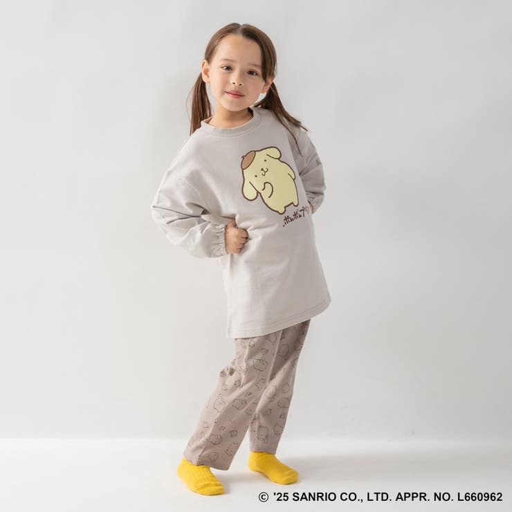 64_茶_ポムポムプリン | 長袖ルームウェア こども パジャマ | ブランシェス