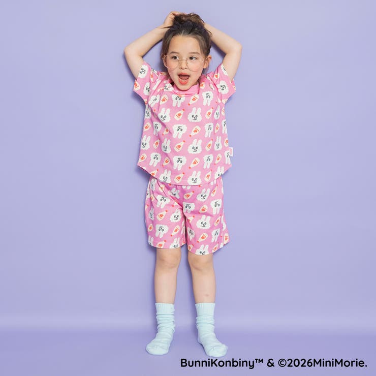 ピンク | 【WEB限定 BUNNI KONBINY】総柄ルームウェア | ブランシェス