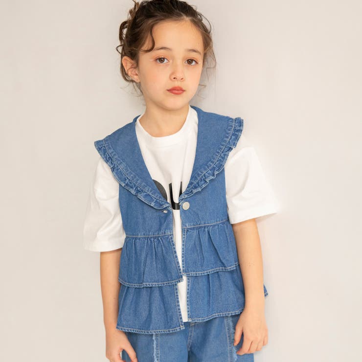 【Ou? by EDWIN】フリルデニムベスト 春 トップス | ブランシェス | 詳細画像4 