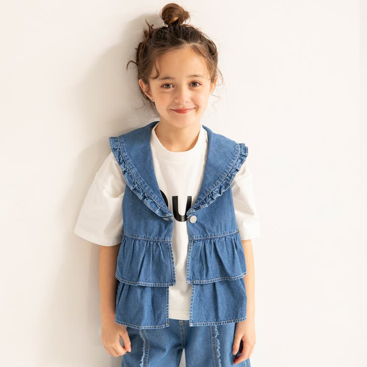 【Ou? by EDWIN】フリルデニムベスト 春 トップス | ブランシェス | 詳細画像5 