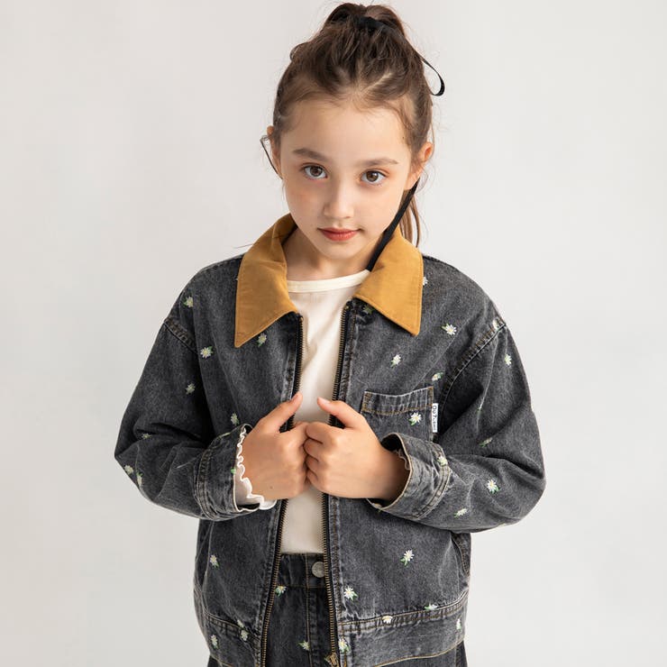 ブラック | 【Ou? by EDWIN】フラワー刺しゅうデニムジャケット | ブランシェス