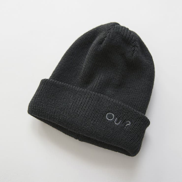 ブラック | 刺しゅうロゴ入りニット帽 ニットキャップ ビーニー | ブランシェス