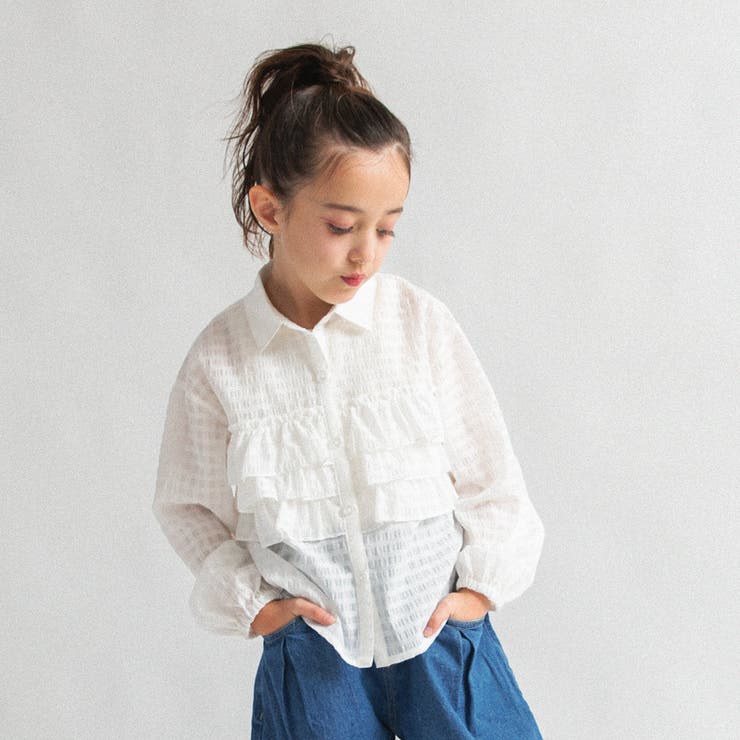 オフホワイト | 【Ou? by EDWIN】フリルブラウス | ブランシェス