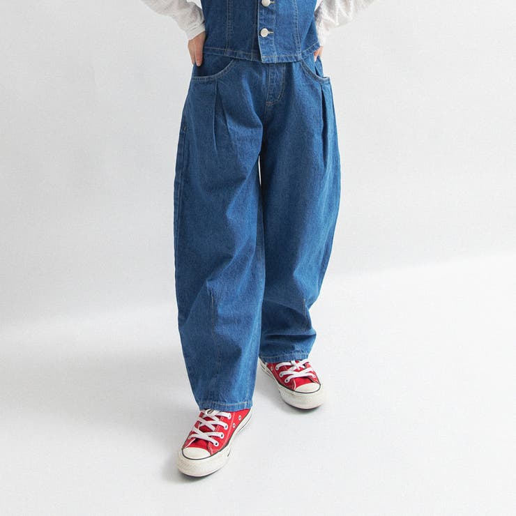 ブルー | 【Ou? by EDWIN】デニムタックパンツ | ブランシェス