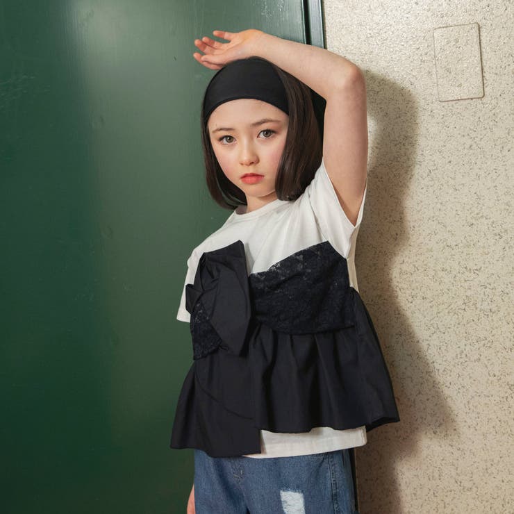 アイボリー | 【Ou? by EDWIN】切替デザイン半袖Tシャツ | ブランシェス