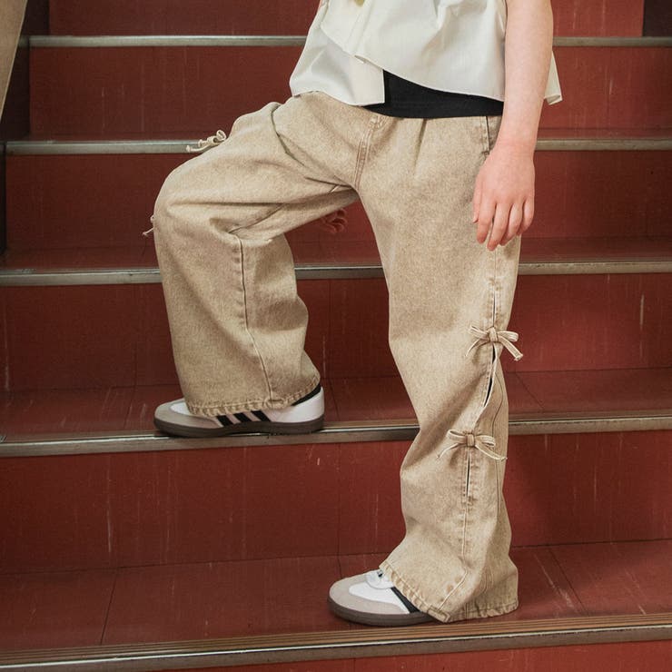 ベージュ | 【Ou? by EDWIN】サイドリボンデニムパンツ | ブランシェス