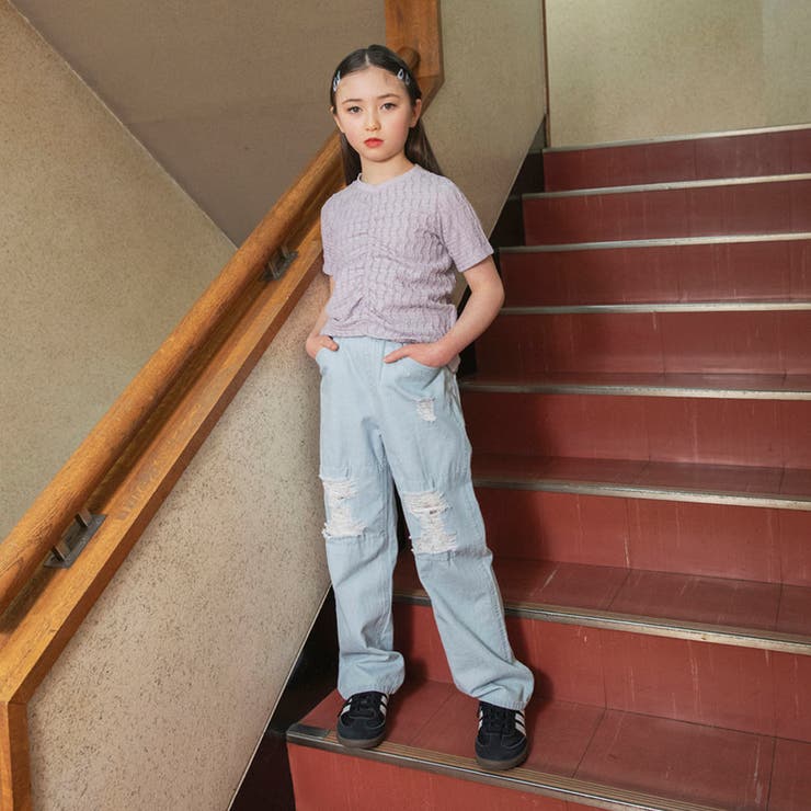 【Ou? by EDWIN】クラッシュレースデニムパンツ | ブランシェス | 詳細画像3 