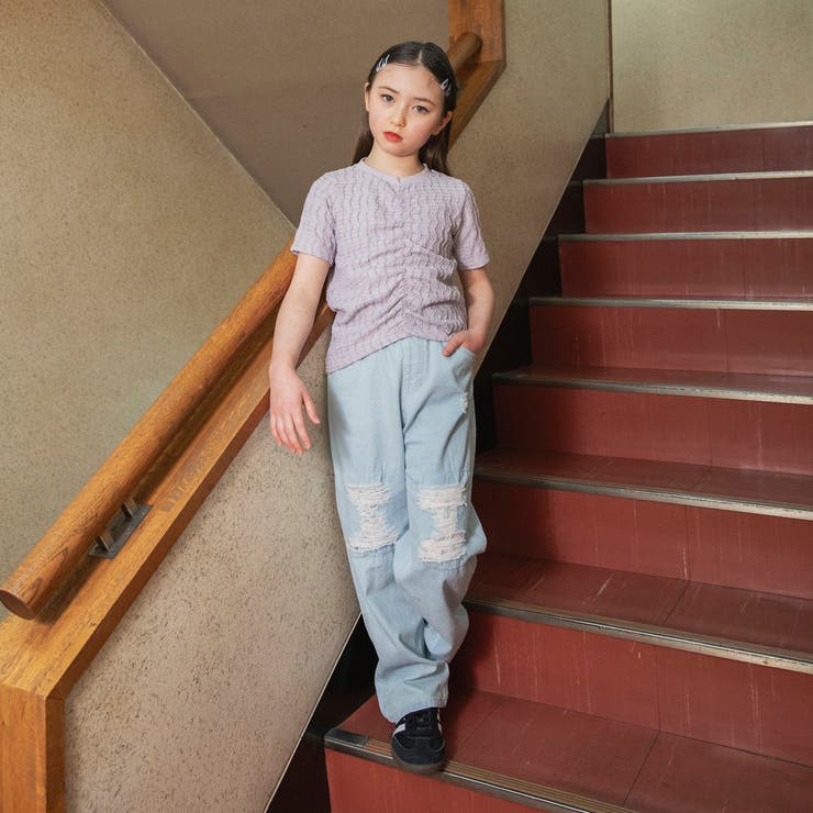 【Ou? by EDWIN】クラッシュレースデニムパンツ | ブランシェス | 詳細画像4 