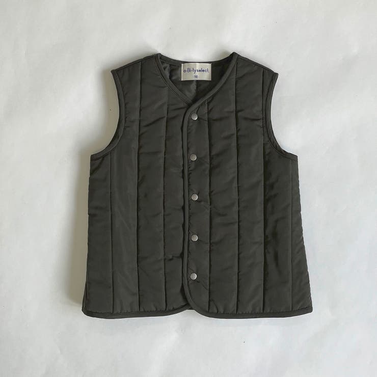カーキ | 中綿ミドル丈 縦キルティングベスト | ブランシェス