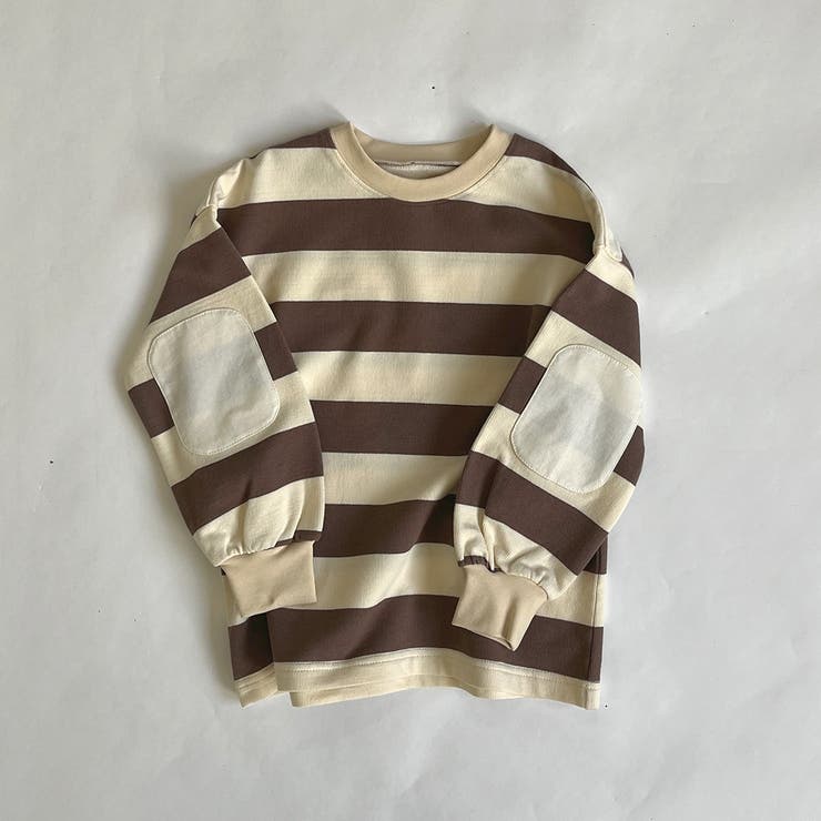 オーバーサイズ エルボーパッチ 薄手ボーダートレーナー | ブランシェス | 詳細画像1 