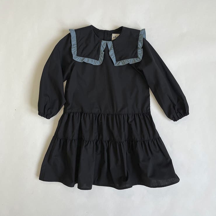 2段ティアード 配色フリルビックカラーワンピース | ブランシェス | 詳細画像1 