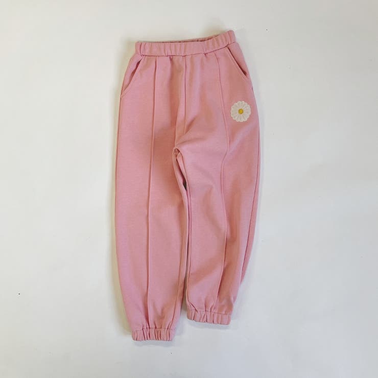 ピンク | マーガレット刺しゅうワッペン センタープレススウェットパンツ | ブランシェス