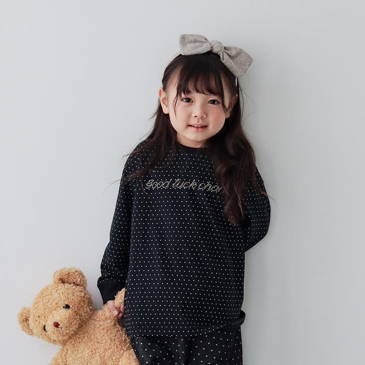 ブラック | 【aBity select./アビティセレクト】星ロゴドット柄長袖Tシャツ | ブランシェス