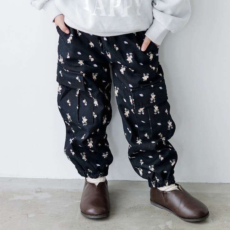 ブラック | 【aBity select./アビティセレクト】迷彩・小花柄カーゴロングパンツ | ブランシェス