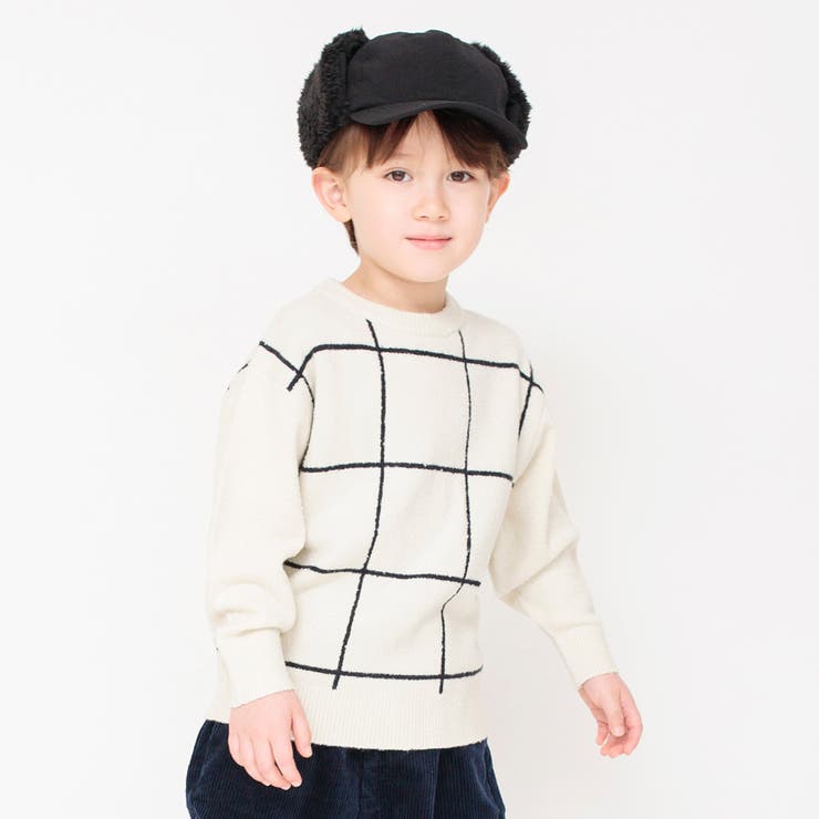 その他 | 【洗濯機で洗える】ロゴ/チェックウォッシャブルニット | ブランシェス