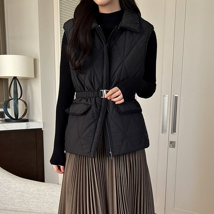 ガールズデイリー Muse12 エンブルキルティングベルテッドベスト韓国 | BRICH | 詳細画像1 