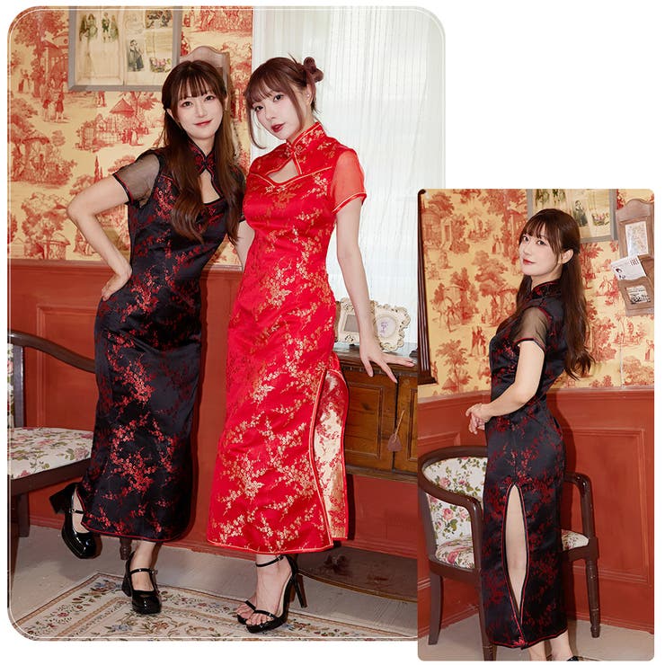 オーダーメイド　チャイナドレス　燃えるような蓮の花　オーロララメ su220110_22my_img_08.jpg