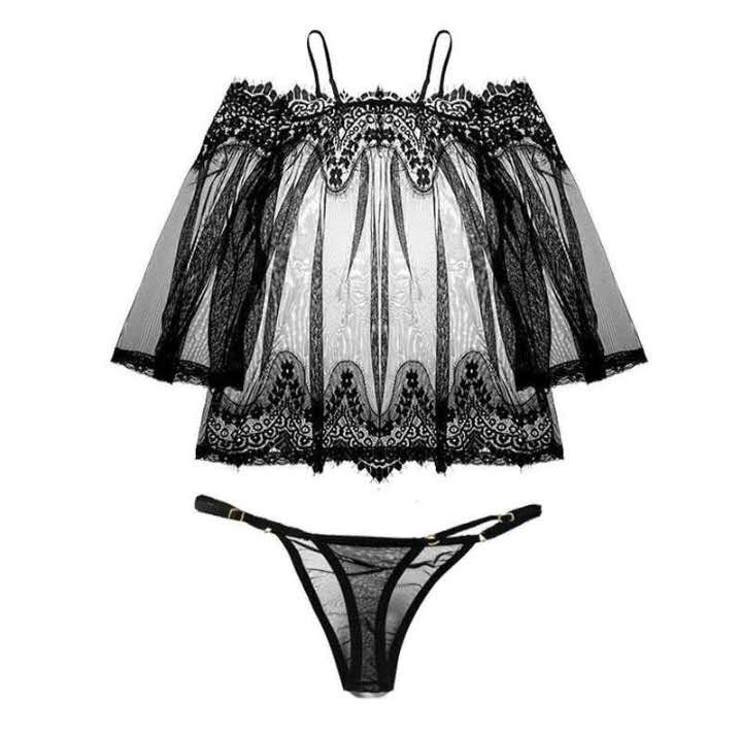 セクシー雑貨 透けるオフショルダードレス＆Tバックショーツセット | bright wrist  | 詳細画像4 