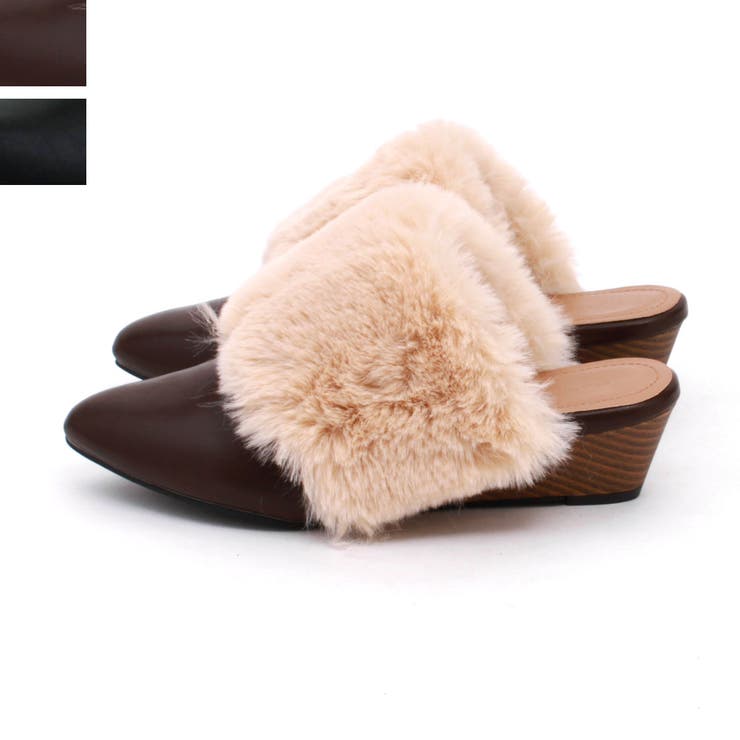 ふわもこ ファー サボ サンダル ウエッジソール | Brignton  | 詳細画像1 