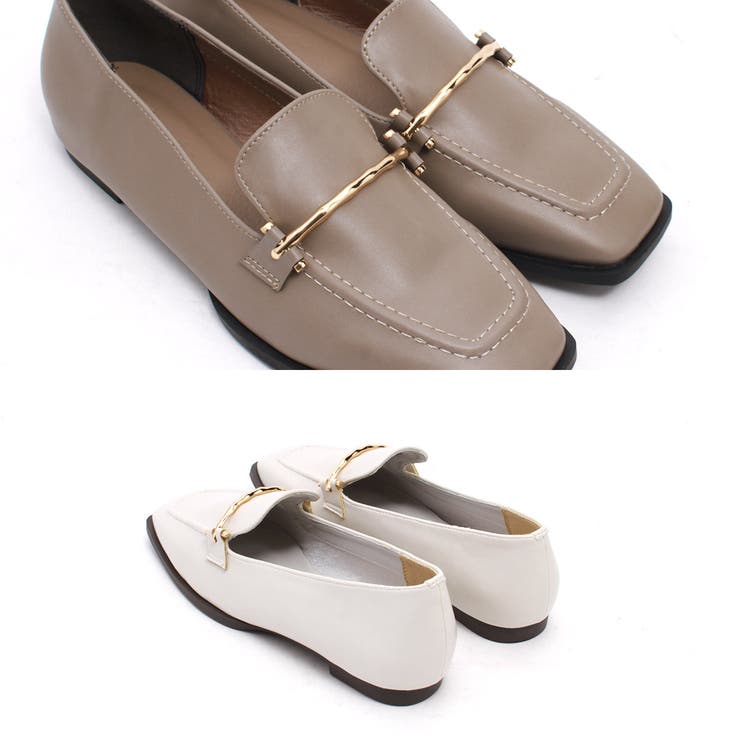 dresseum フリンジ 型押し ゴールド金具 ローファー スクエア金具 スクエアローファー ゴールド金具付き 2063[品番：DCLS0001226