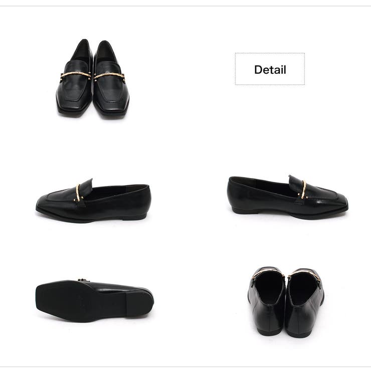 スクエアローファー ゴールド金具付き 2063[品番：DCLS0001226