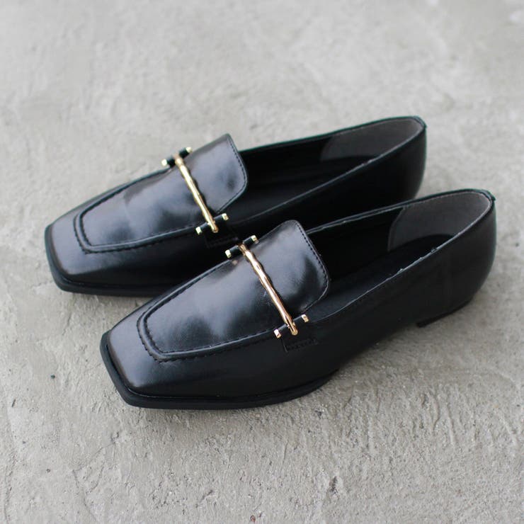 dresseum フリンジ 型押し ゴールド金具 ローファー スクエア金具 スクエアローファー ゴールド金具付き 2063[品番：DCLS0001226