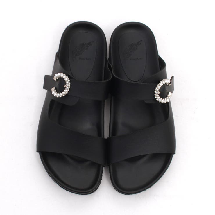 パールビジューストラップ サンダル レディース[品番 パールビジューストラップ サンダル レディース[品番