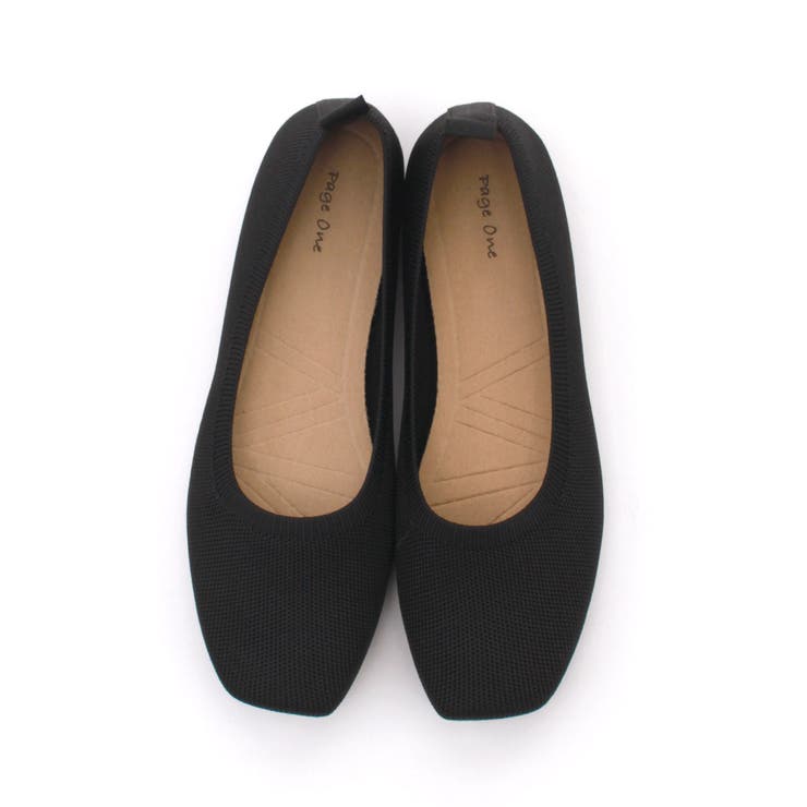 ブラック/スクエア | 伸び~る ニットストレッチパンプス ポインテッドパンプス | Brignton 