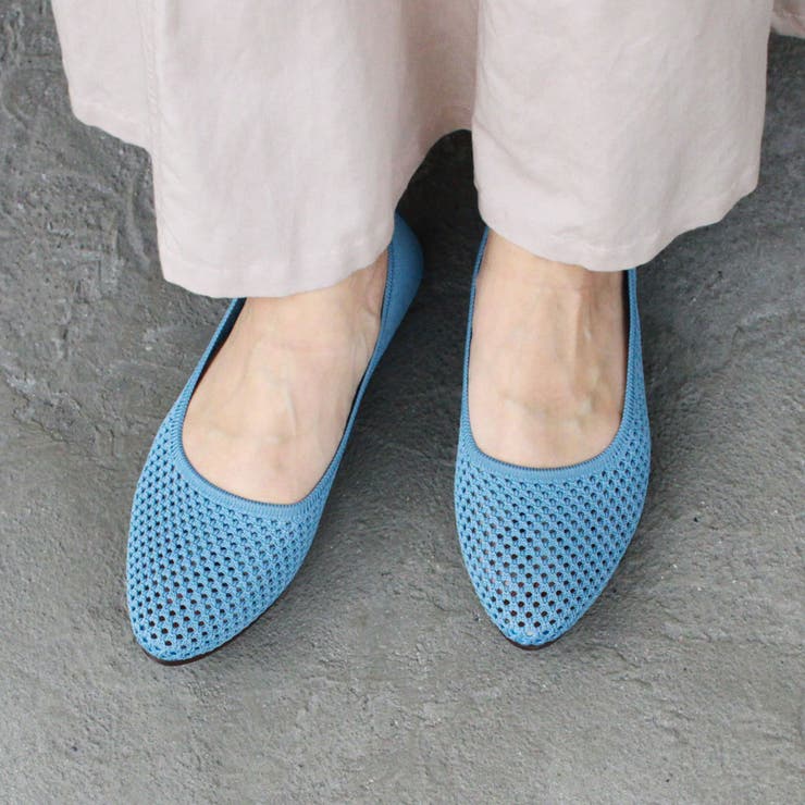 ブルー | 洗える軽量 ニットパンプス メッシュニット | Brignton 