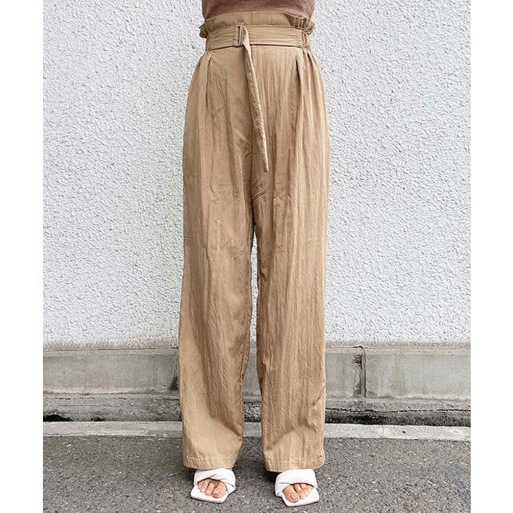 ベージュ | ハイウエストベルトデザインパンツ esutoreja ボトム | BUYSENSE