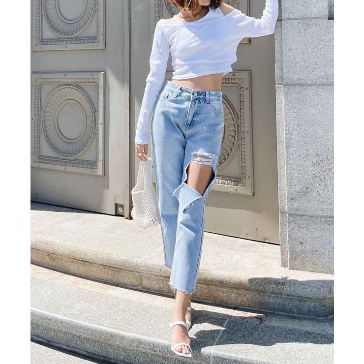 ダメージテーパードデニム esutoreja ボトム | BUYSENSE | 詳細画像2 