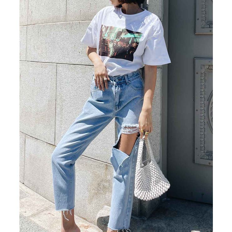 ダメージテーパードデニム esutoreja ボトム | BUYSENSE | 詳細画像4 