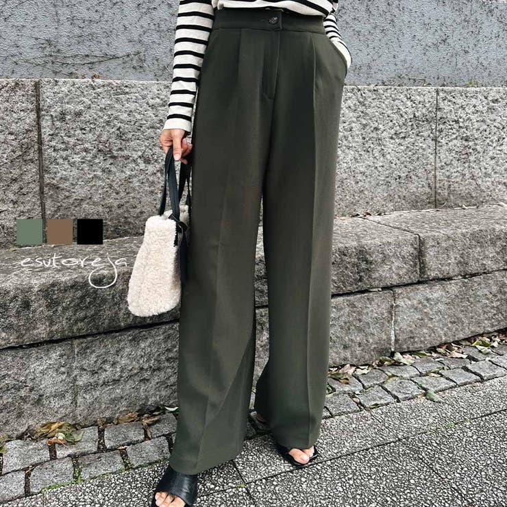 センタープレスワイドパンツ esutoreja ボトム | BUYSENSE | 詳細画像1 