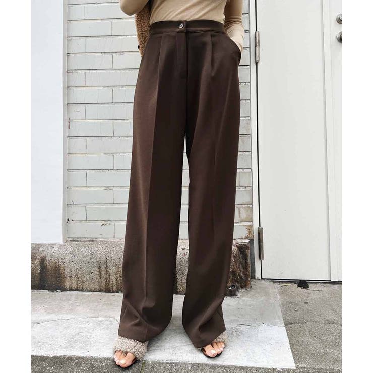 ブラウン | センタープレスワイドパンツ esutoreja ボトム | BUYSENSE