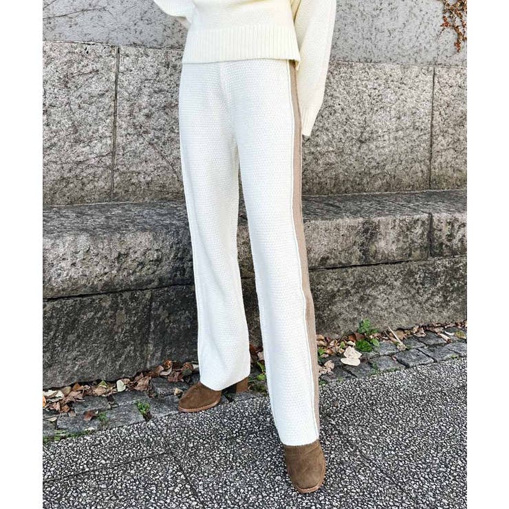 ブラウン | ラインニットパンツ esutoreja ボトム | BUYSENSE