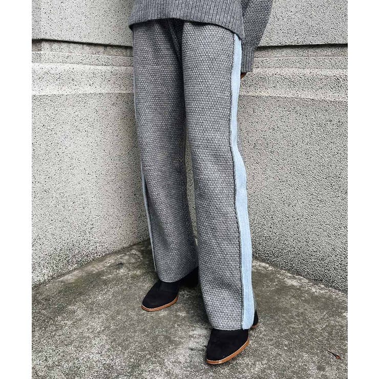 ブルー | ラインニットパンツ esutoreja ボトム | BUYSENSE
