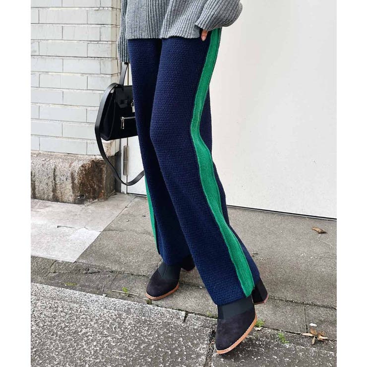 グリーン | ラインニットパンツ esutoreja ボトム | BUYSENSE