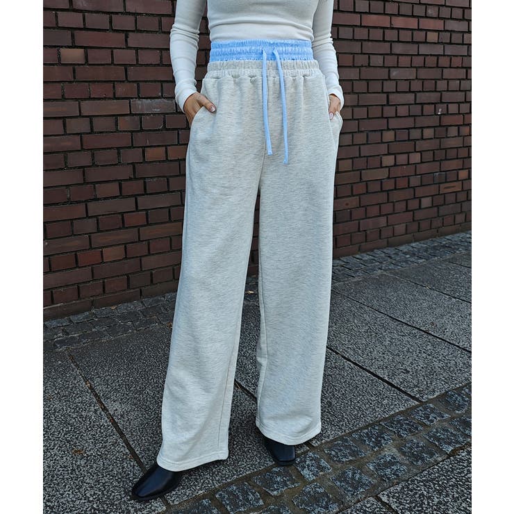 オートミール | レイヤードワイドパンツesutoreja ボトム スタイルアップ | BUYSENSE
