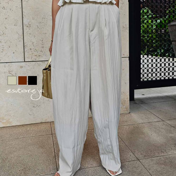 タフタ2タックワイドパンツesutoreja ボトム スタイルアップ | BUYSENSE | 詳細画像1 