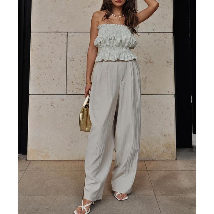 タフタ2タックワイドパンツesutoreja ボトム スタイルアップ | BUYSENSE | 詳細画像2 