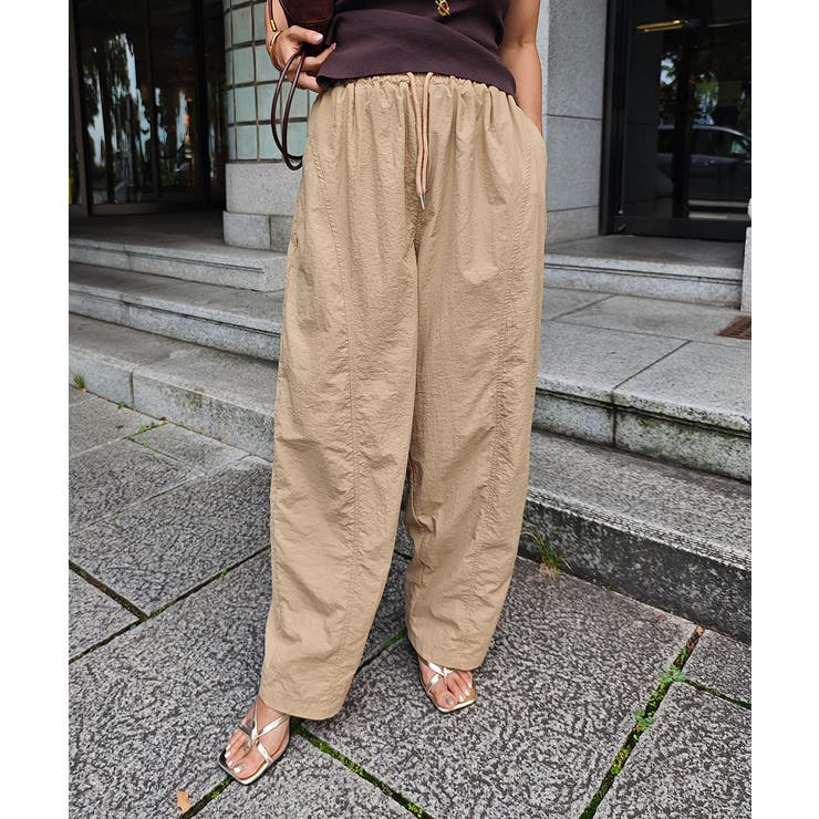 ベージュ | ナイロンイージーパンツesutoreja ボトム スタイルアップ | BUYSENSE