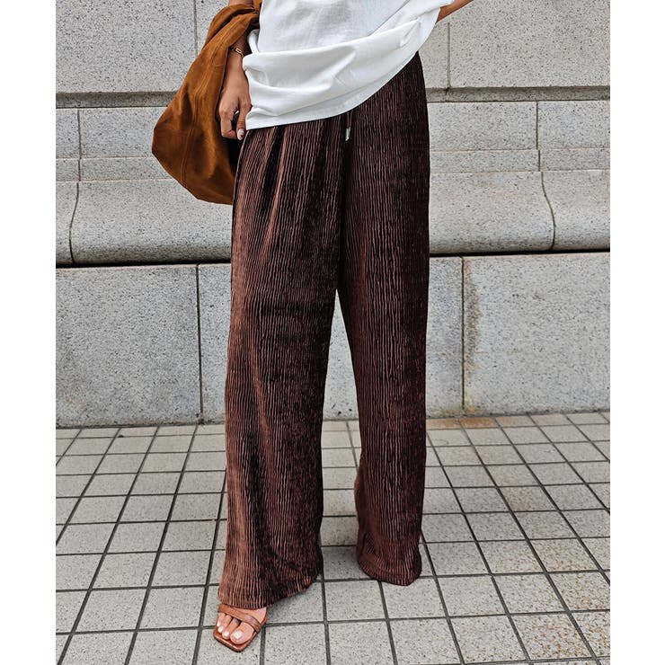 ブラウン | ベロアイージーパンツesutoreja パンツ スタイルアップ | BUYSENSE