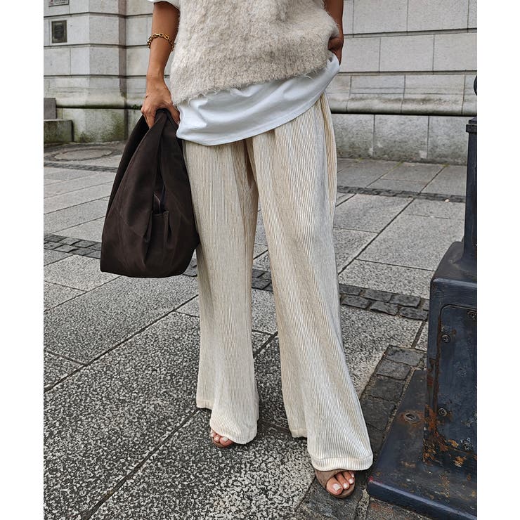ベージュ | ベロアイージーパンツesutoreja パンツ スタイルアップ | BUYSENSE